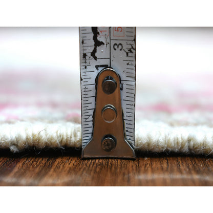 Oushak And Peshawar Wool Hand Knotted Rug Ivory Red 2.9X12.3 -O070890