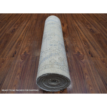 Oushak And Peshawar Wool Hand Knotted Rug Grey 2.9x15.1 -O070892
