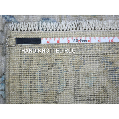 Oushak And Peshawar Wool Hand Knotted Rug Grey Gray 2.9X15.1 -O070892