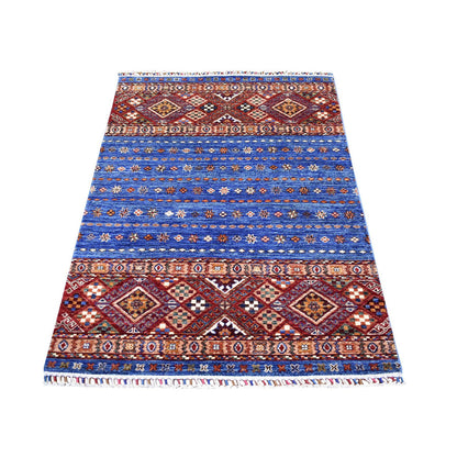 Kazak Wool Hand Knotted Rug Blue No Border 3.6X5.5 -O070906