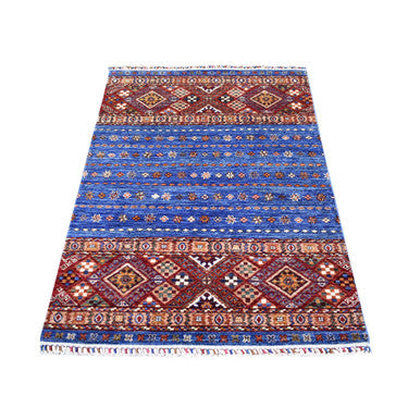 Kazak Wool Hand Knotted Rug Blue No Border 3.6X5.5 -O070906