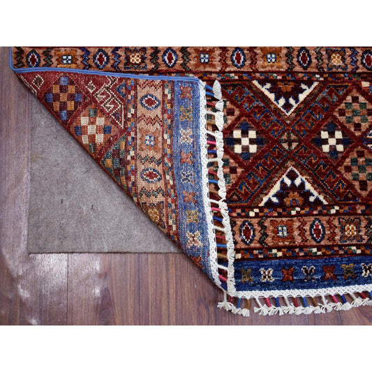 Kazak Wool Hand Knotted Rug Blue No Border 3.6X5.5 -O070906