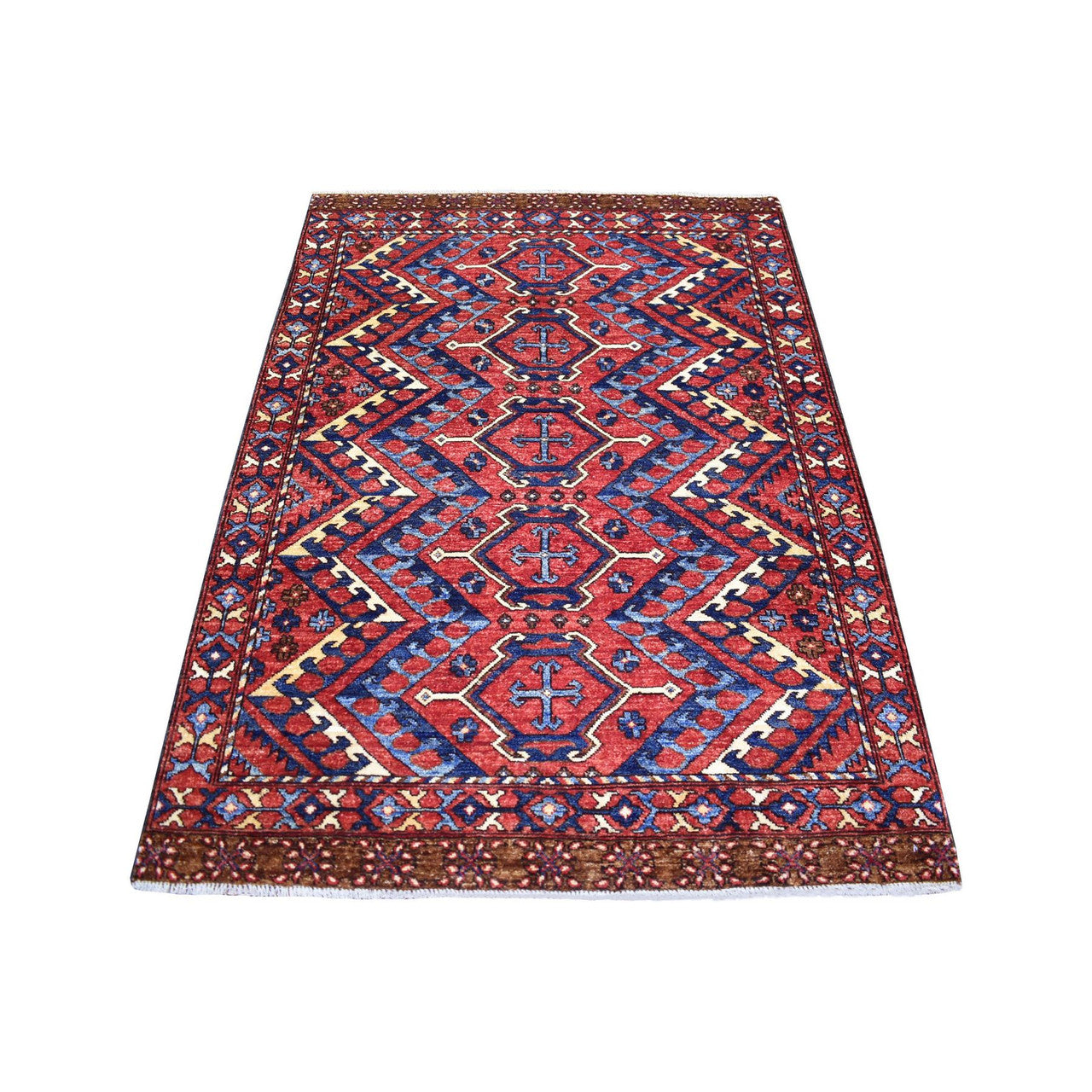 Tribal & Geometric Wool Hand Knotted Rug Red Red 4.1X6.0 -O070917