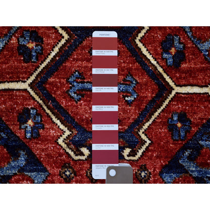 Tribal & Geometric Wool Hand Knotted Rug Red Red 4.1X6.0 -O070917