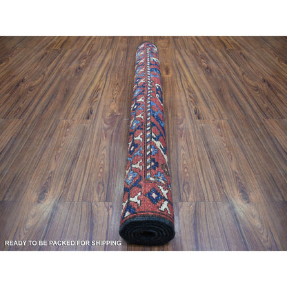 Tribal & Geometric Wool Hand Knotted Rug Red Red 4.1X6.0 -O070917