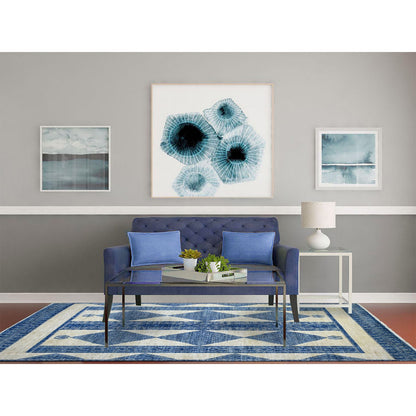 Oushak And Peshawar Wool Hand Knotted Rug Blue No Border 5.10X8.9 -O070934