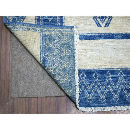 Oushak And Peshawar Wool Hand Knotted Rug Blue No Border 5.10X8.9 -O070934