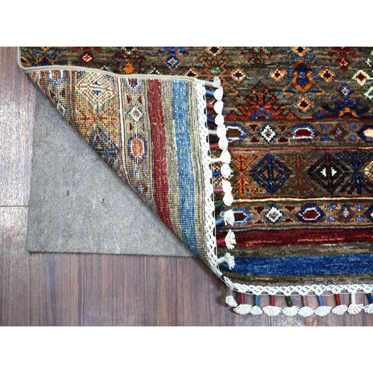 Gray 2'8" x 9'0" Kazak Hand knotted Wool Rug - Sku: O070950