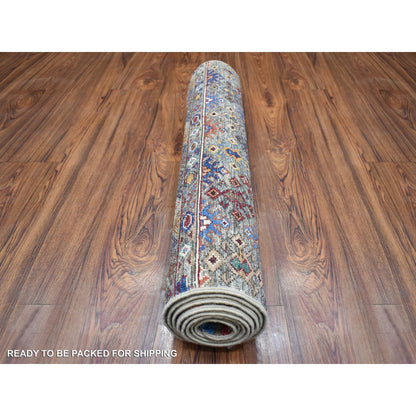 Kazak Wool Hand Knotted Rug Grey No Border 2.8X9.0 -O070950