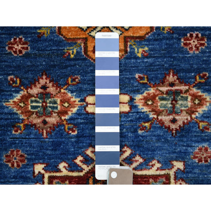 Kazak Wool Hand Knotted Rug Blue Coral Red 2.8X9.6 -O070966