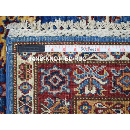 Kazak Wool Hand Knotted Rug Blue Coral Red 2.8X9.6 -O070966