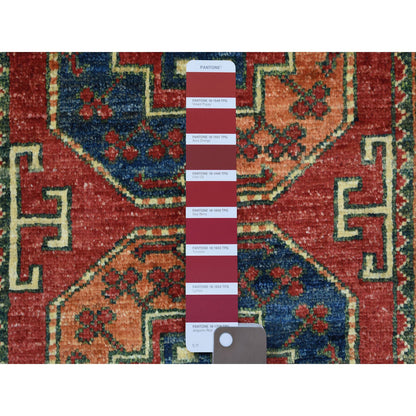 Tribal & Geometric Wool Hand Knotted Rug Red Coral Red 2.0X2.10 -O070976