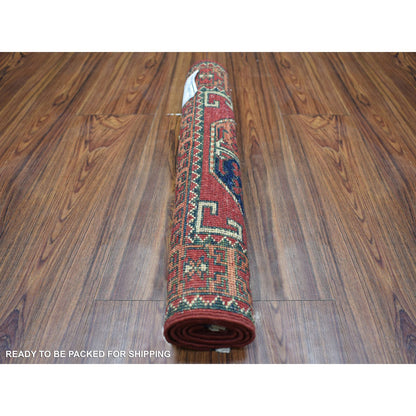 Tribal & Geometric Wool Hand Knotted Rug Red Coral Red 2.0X2.10 -O070976