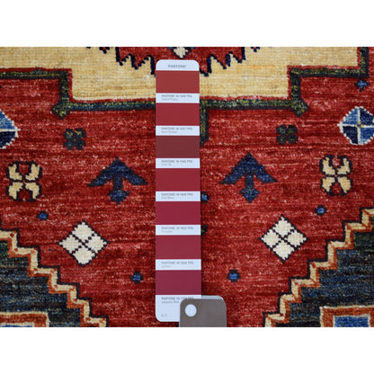 Tribal & Geometric Wool Hand Knotted Rug Red Ivory 3.5X4.8 -O070984