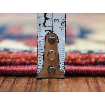 Tribal & Geometric Wool Hand Knotted Rug Red Ivory 3.5X4.8 -O070984