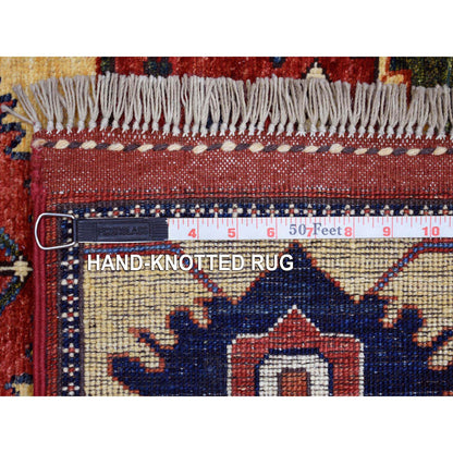 Tribal & Geometric Wool Hand Knotted Rug Red Ivory 3.5X4.8 -O070984