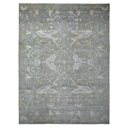 Oushak And Peshawar Wool Hand Knotted Rug Grey No Border 12.1X15.5 -O070999