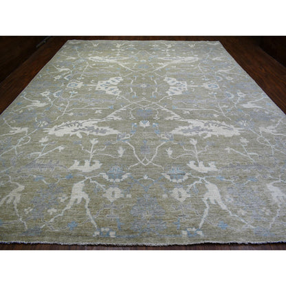 Oushak And Peshawar Wool Hand Knotted Rug Grey No Border 12.1X15.5 -O070999