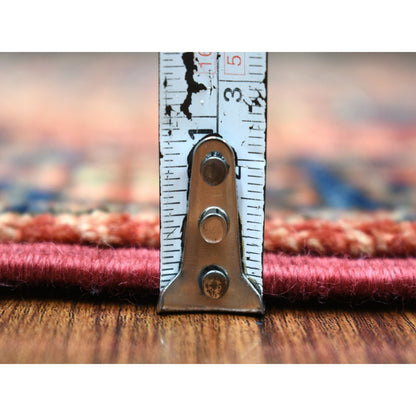 Tribal & Geometric Wool Hand Knotted Rug Red Navy Blue 2.1X2.10 -O071022