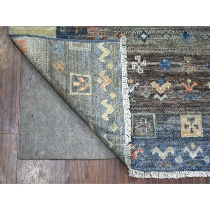 Tribal & Geometric Wool Hand Knotted Rug Grey No Border 4.0X6.0 -O071030