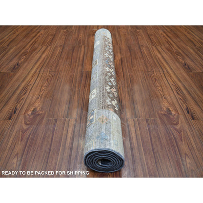 Tribal & Geometric Wool Hand Knotted Rug Grey No Border 4.0X6.0 -O071030