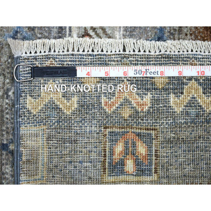 Tribal & Geometric Wool Hand Knotted Rug Grey No Border 4.0X6.0 -O071030
