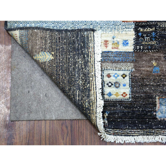 Tribal & Geometric Wool Hand Knotted Rug Black No Border 3.1X5.0 -O071031