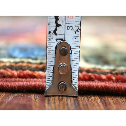 Tribal & Geometric Wool Hand Knotted Rug Red Ivory 1.10X3.0 -O071048