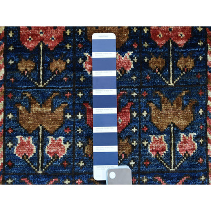 Tribal & Geometric Wool Hand Knotted Rug Blue Ivory 2.0X3.0 -O071052