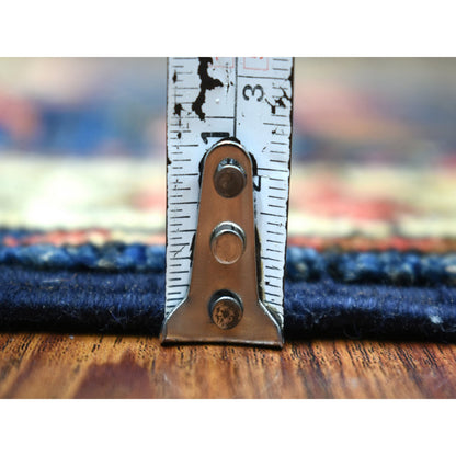 Tribal & Geometric Wool Hand Knotted Rug Blue Ivory 2.0X3.0 -O071052