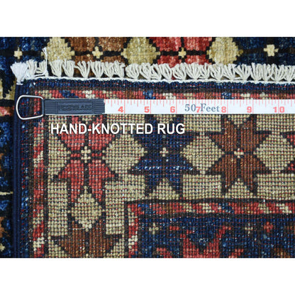 Tribal & Geometric Wool Hand Knotted Rug Blue Ivory 2.0X3.0 -O071052