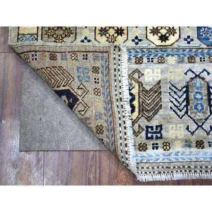 Tribal & Geometric Wool Hand Knotted Rug Grey Gray 3.3X4.10 -O071071