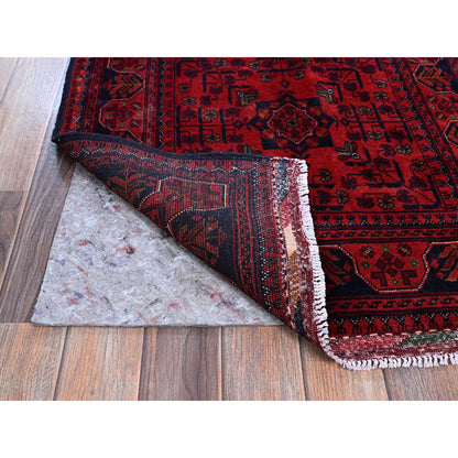 Tribal & Geometric Wool Hand Knotted Rug Red 2.7x4.2 -O0710