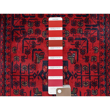 Tribal & Geometric Wool Hand Knotted Rug Red 2.7x4.2 -O0710
