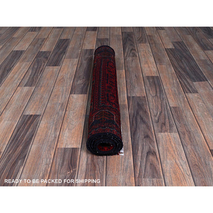 Tribal & Geometric Wool Hand Knotted Rug Red 2.7x4.2 -O0710
