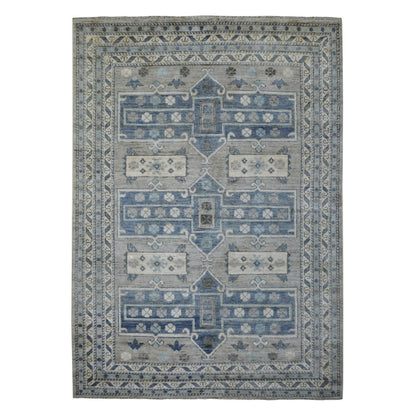 Tribal & Geometric Wool Hand Knotted Rug Grey Gray 6.2X8.7 -O071125