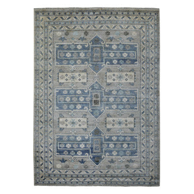 Tribal & Geometric Wool Hand Knotted Rug Grey Gray 6.2X8.7 -O071125