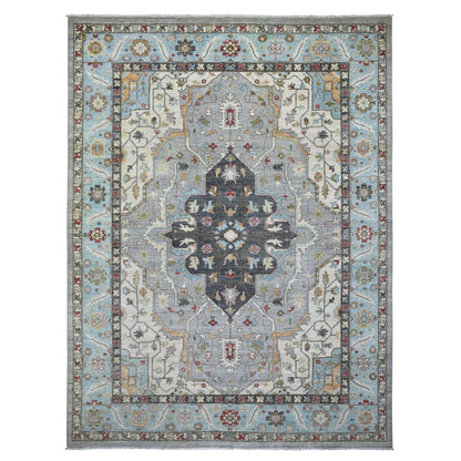 Heriz Wool Hand Knotted Rug Grey Light Blue 9.2X12.0 -O071132