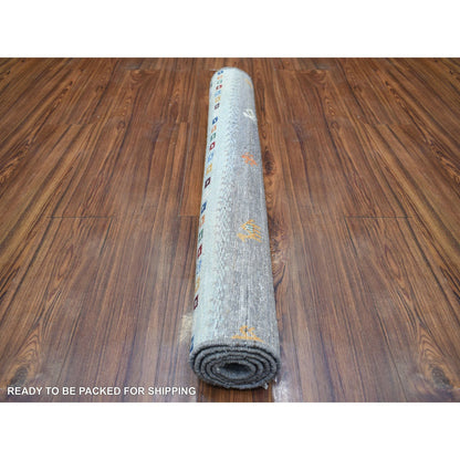 Tribal & Geometric Wool Hand Knotted Rug Grey No Border 3.3X4.9 -O071138