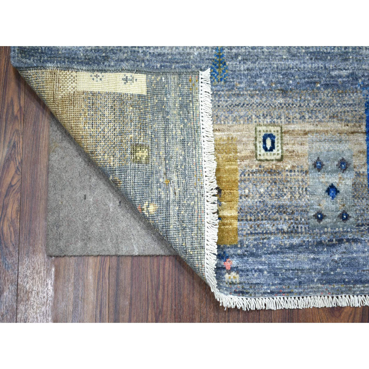 Tribal & Geometric Wool Hand Knotted Rug Grey No Border 3.0X5.0 -O071139