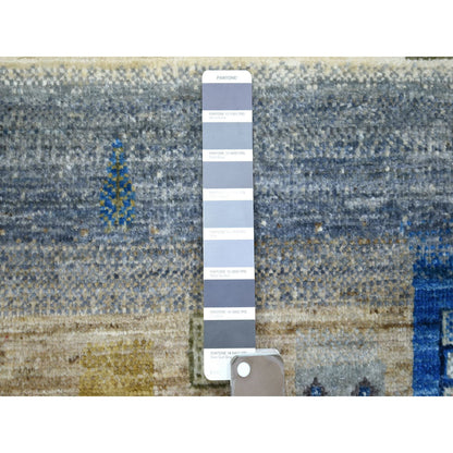 Tribal & Geometric Wool Hand Knotted Rug Grey No Border 3.0X5.0 -O071139