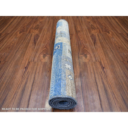 Tribal & Geometric Wool Hand Knotted Rug Grey No Border 3.0X5.0 -O071139