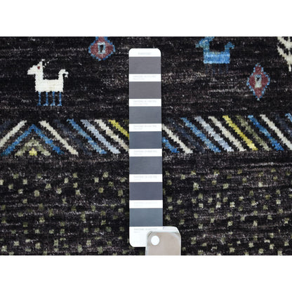 Tribal & Geometric Wool Hand Knotted Rug Black No Border 5.10X9.1 -O071144