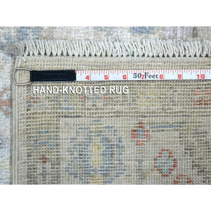 Oushak And Peshawar Wool Hand Knotted Rug Grey Gray 3.9X11.2 -O071161