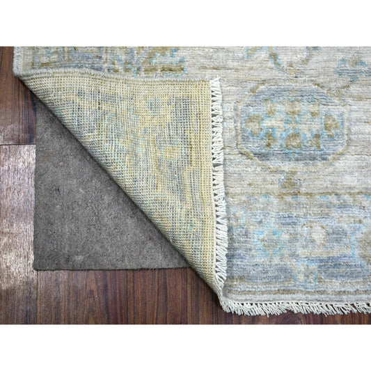 Oushak And Peshawar Wool Hand Knotted Rug Grey Blue 3.3X4.10 -O071162
