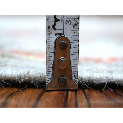 Oushak And Peshawar Wool Hand Knotted Rug Grey Ivory 2.6X9.7 -O071166