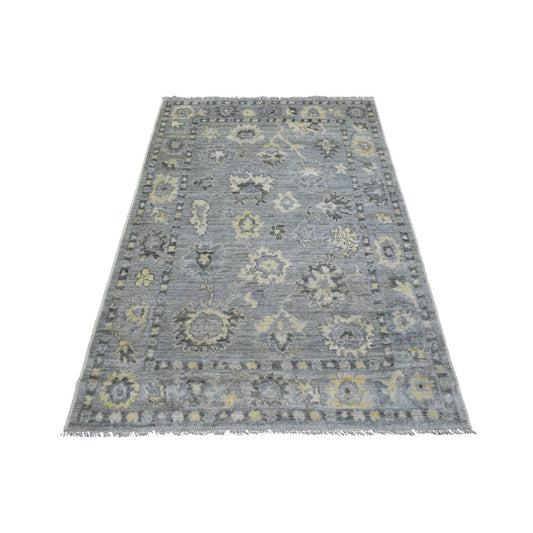 Oushak And Peshawar Wool Hand Knotted Rug Grey Gray 4.1X6.0 -O071191