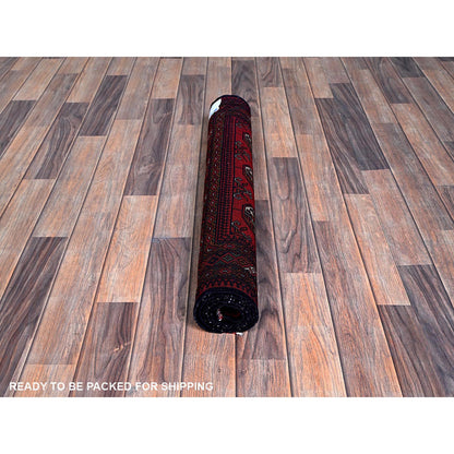 Tribal & Geometric Wool Hand Knotted Rug Red 2.9x4.4 -O0711