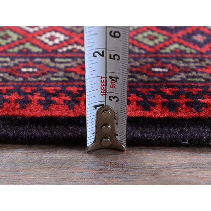 Tribal & Geometric Wool Hand Knotted Rug Red 2.9x4.4 -O0711