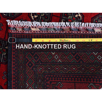 Tribal & Geometric Wool Hand Knotted Rug Red 2.9x4.4 -O0711